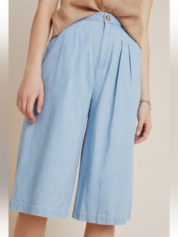 Pilcro and the letterpress by Anthropologie Mina Chambray Culottes Gaucho Pants - Image 3