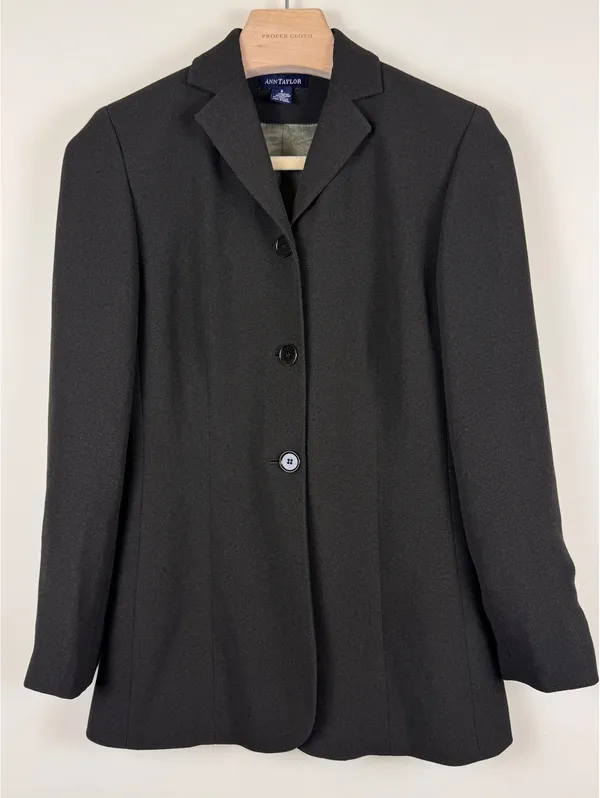 Ann Taylor Vintage Black Skirt Suit Set Blazer Pencil Skirt Size 4 Career - Image 2
