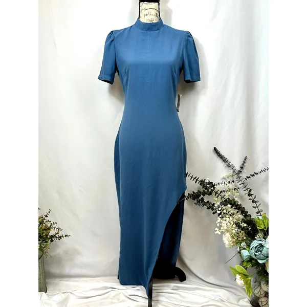 Alexia Admor Dixie Mockneck Maxi Sheath Dress in Denim Blue 4 - Image 4