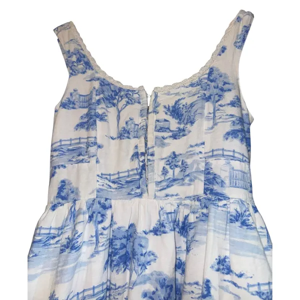 Japna Linen Blend Cottage Dress‎ Women's Medium Smocked Coquette Garden Party - Image 2