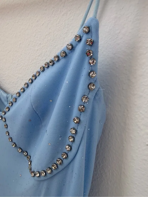 Parthea Light Blue Crystal Mesh Maxi Dress - Image 4