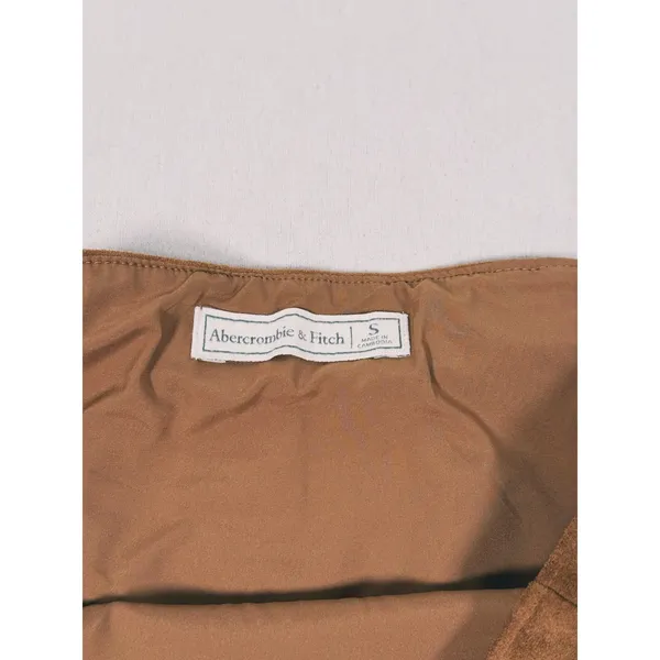Abercrombie & Fitch Faux Suede Mini Skirt Size S Brown Preppy Fall Quiet Luxury - Image 4