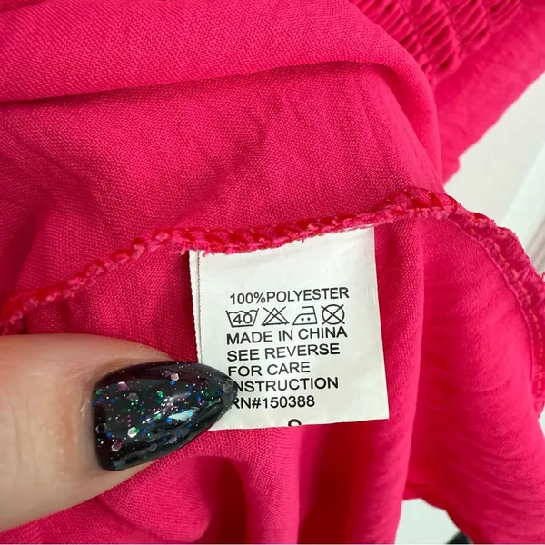 Seven Islands Pink Midi Sundress with Puff Sleeves and V-Neck Small - Image 6