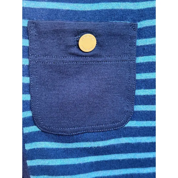 Tory Burch Wool Cashmere Blend Tunic Sweater XS Navy Stripe Pockets 50123142 - Image 5