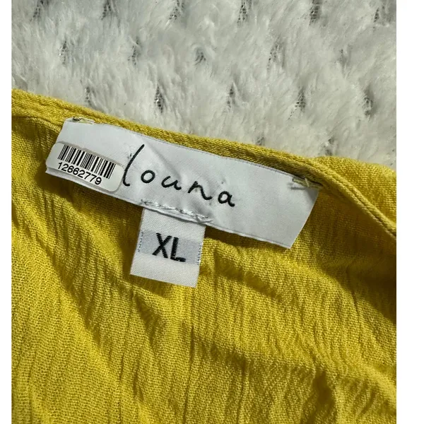 Louna Tie Romper Women's XL Yellow Mustard Short Flutter Sleeve V-Neck RTR - Image 5