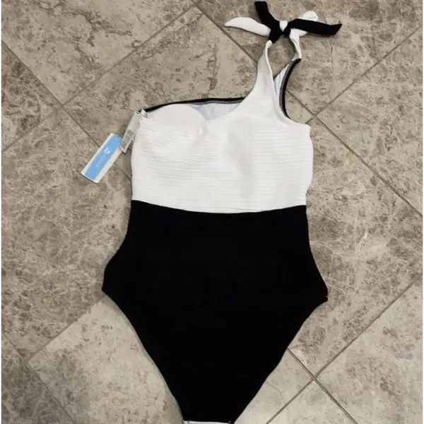 CUPSHE One Piece Swimsuit Color Block One Shoulder Bowknot Bathing Suit … - Image 7
