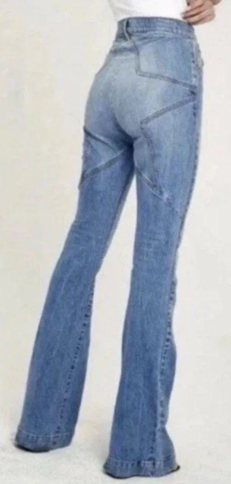 Revice Blue Star Flare Jeans Womens 29 Denim High Rise Casual Patriotic Boho - Image 2