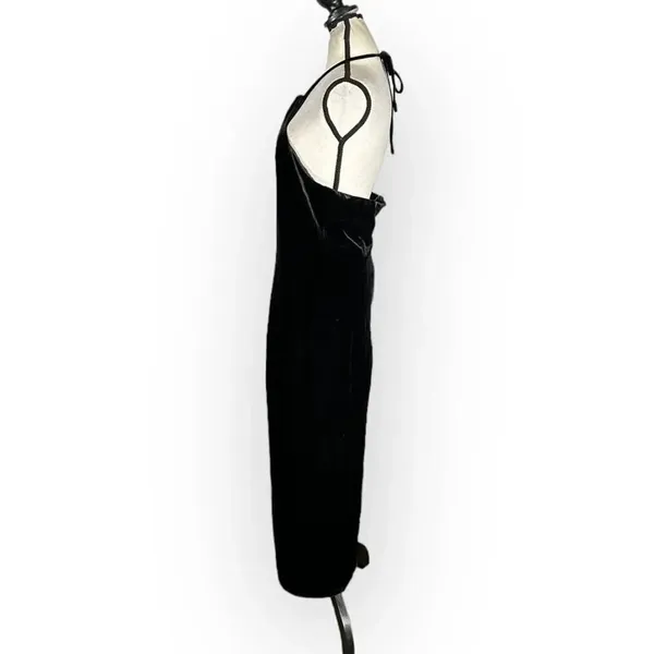 Bardot Alisa Midi Velour Dress Women's 12 Black Halter Knee Length Sleeveless - Image 4