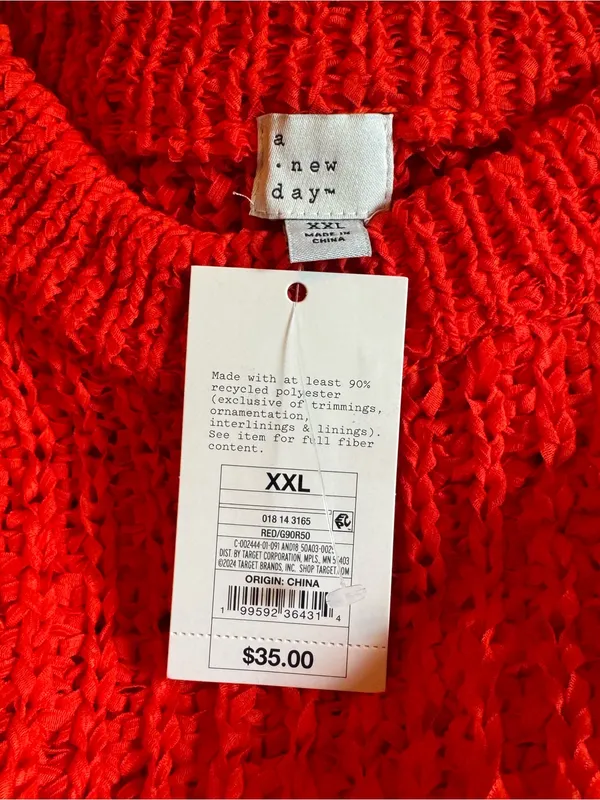 a new day bright orange open knit Crewneck Sweater xxl nwt - Image 7