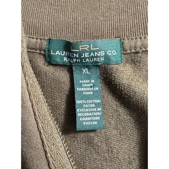 Lauren Jean Co green jacket brass detail front pockets‎ mock neck XL - Image 4