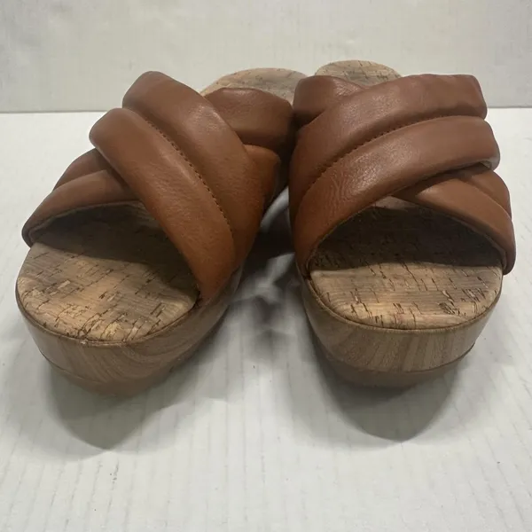 Korks Faithe Platform‎ Wedge Shoes Womens Size 8 Brown Leather Slide Sandals - Image 9