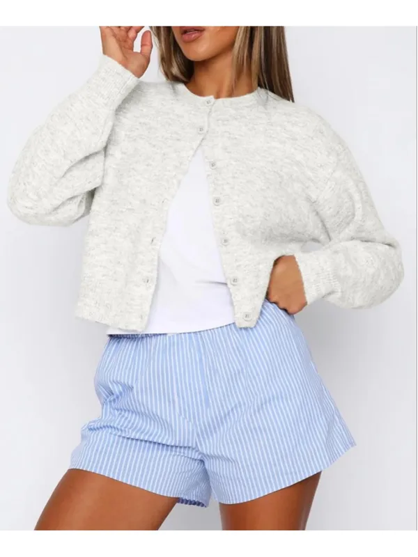 NEW White Cardigan Sweaters Lightweight Crop Knit Y2k S - Image 2