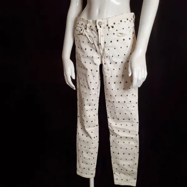 J. Crew Toothpick White & Blue Star Jeans (27) - Image 3