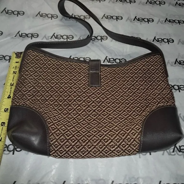 The Sak Brown Woven Tote Shoulder Bag with Leather Trim - Image 2