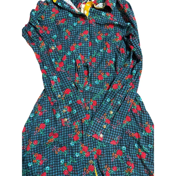 Matilda Jane Fa La La Green Blue Gingham Shirt Dress Belted Sz S‎ - Image 6