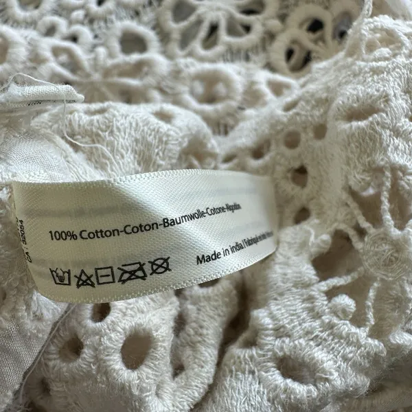 Free People FP One Yesenia Blouse M Crochet Embroidered Button Down Ivory Boho - Image 4