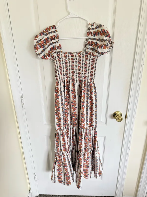 Tuckernuck OPT Daphne Vine Orange Smocked MIDI Dress - Image 3