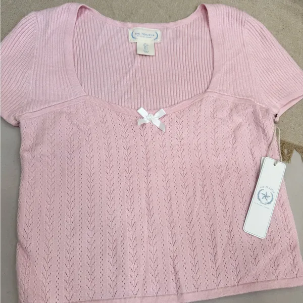 The Prairie by Rachel Ashwell Women's Pink Scoop Neck Blouse Size L Cottage Core - Image 2