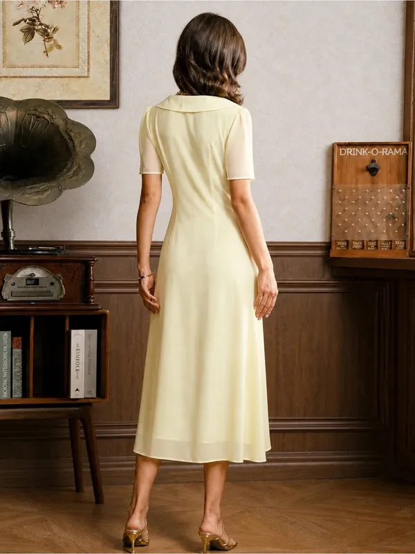 RIHOAS Pale Yellow Tie-Front Maxi Dress - Image 3