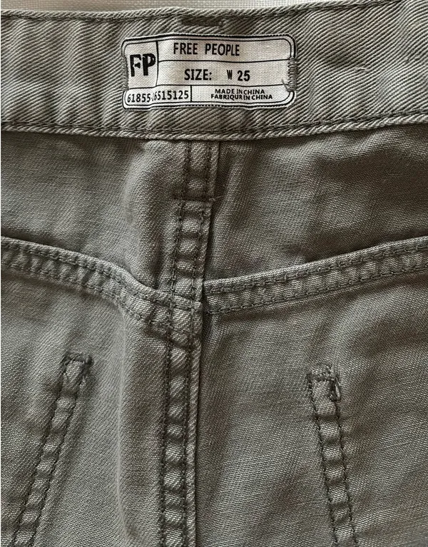 Free People Army Green Denim Shorts  - Image 2