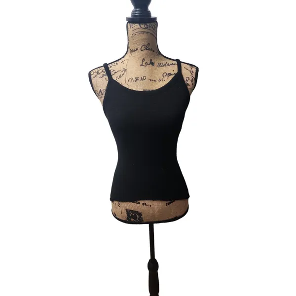 Vintage‎ G.A.S. Co. Women's Knitted Tank Top & Striped Crop Top Set Size S Black - Image 3