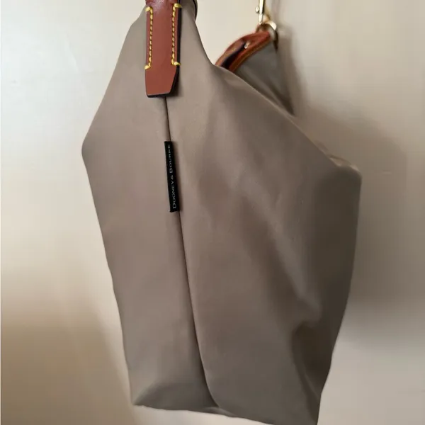 DOONEY & BOURKE WAYFARER BAG TAN HOBO BOHO 12x13”‎ 10” Handle Drop T - Image 6