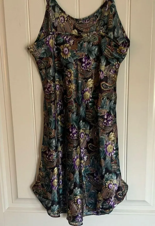 Floral Satin Chemise Purple Size M - Image 3