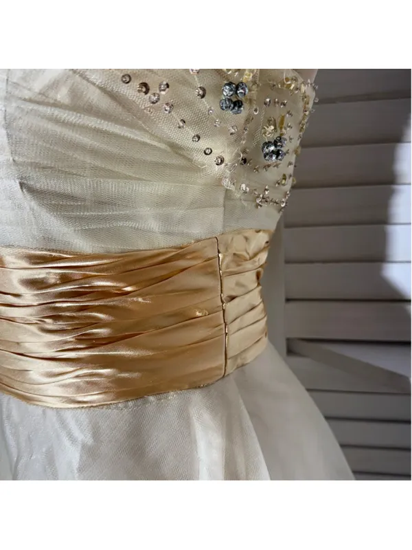 MayQueen Couture mesh mini dress gold beaded strapless fairy princess homecoming - Image 12