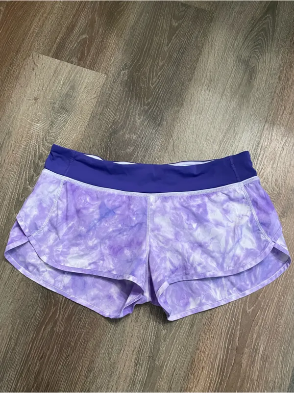 Lululemon Run: Speed Short 2-way Stretch Purple Tie-Dye Women’s Athletic Size 10 - Image 3