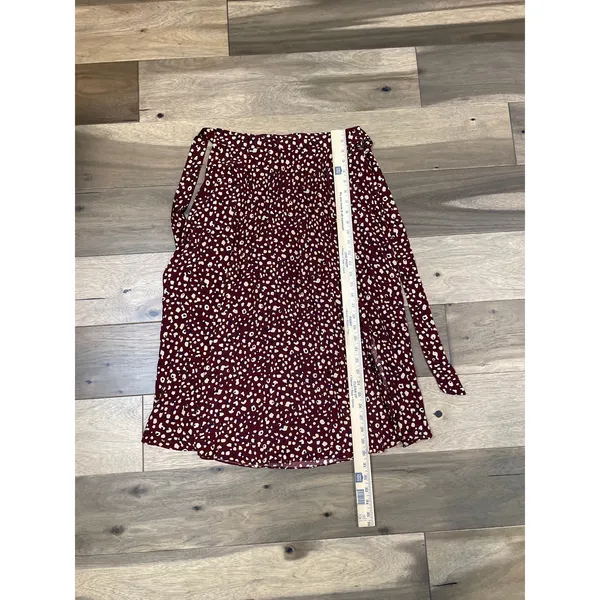 Skies Are Blue Pleated Midi Skirt Size M Deep Terra Cotta Tie Waist Elastic Back - Image 5