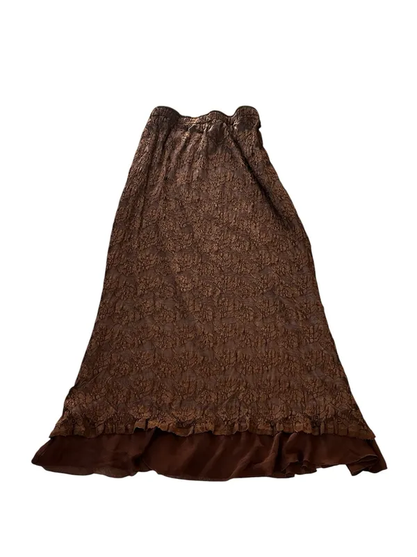 Vintage Brown Mesh Maxi Skirt Chiffon Ruffle Hem 90s Y2K Bohemian Fairy Grunge - Image 7