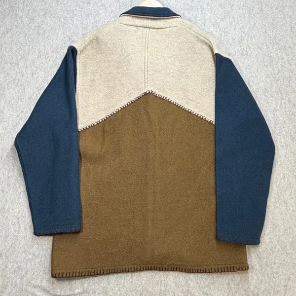 Portraits Northern Isles Women Small Brown Blue Boho Cabin‎ Wool Toggle Jacket - Image 2