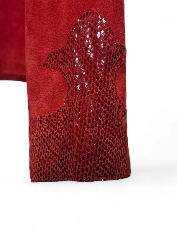 Cripple Creek Women's Red Real Suede Blazer with Embossed Trim - Image 7
