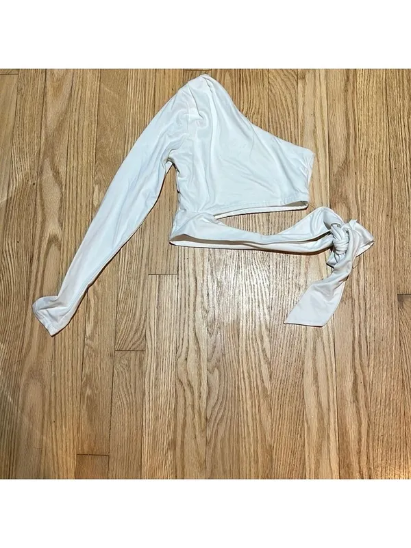 Diosa White One Shoulder Crop Top Size Extra Small - Image 2