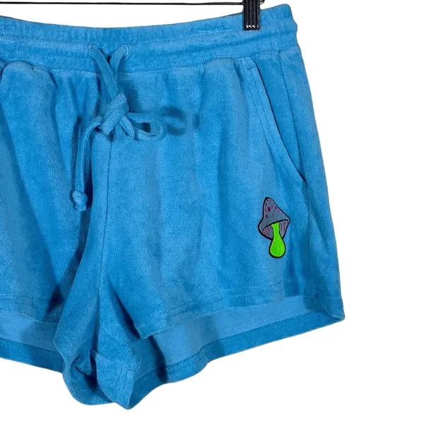 NWT Fabletics Terry Short Short Solid Blue Mushroom Patch Lounge Size S 6 - Image 2
