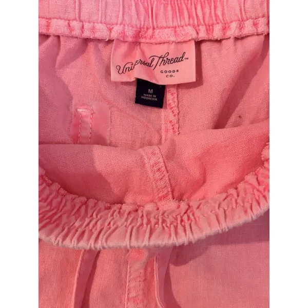 Universal Thread Pink Drawstring Elastic Waist Chino Shorts Pockets M - Image 3