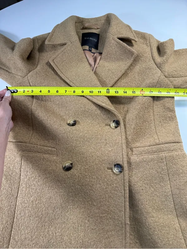 Talbots Wool Blend Camel Double-Breasted Peacoat - Image 4