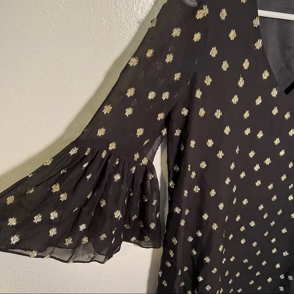 Lilly Pulitzer Women's Size 00 Caroline Silk Tunic Dress Black Gold Metallic - Image 7