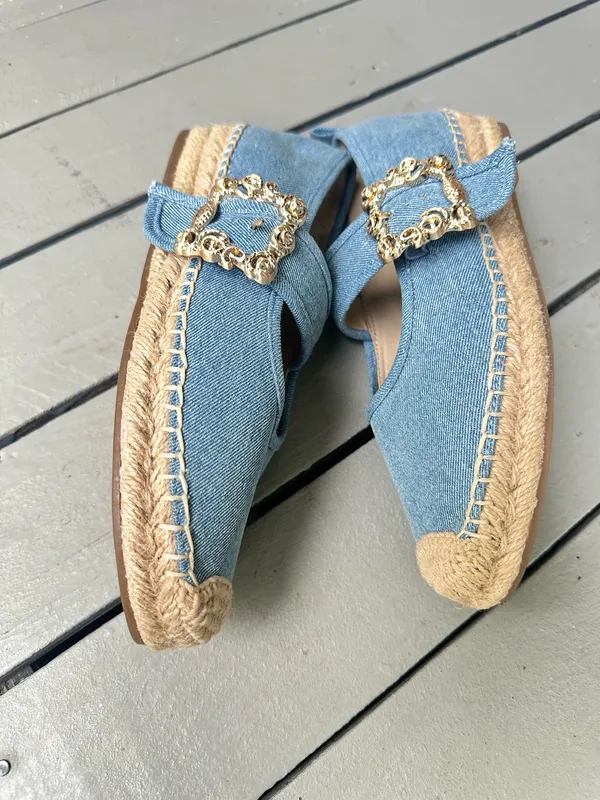 Sam Edelman Maddy Espadrille Mary Jane Ornate Buckle flats Montrose Blue Denim~9 - Image 3