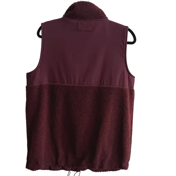 FLX Sherpa Fleece‎ Vest Burgundy Snap Front Pockets Drawstring Waist Womens Med - Image 5