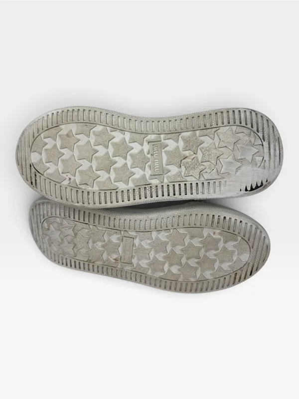 Miu Miu White Leather Logo Low Top Sneakers Made in Italy SIZE 35.5 - Image 9