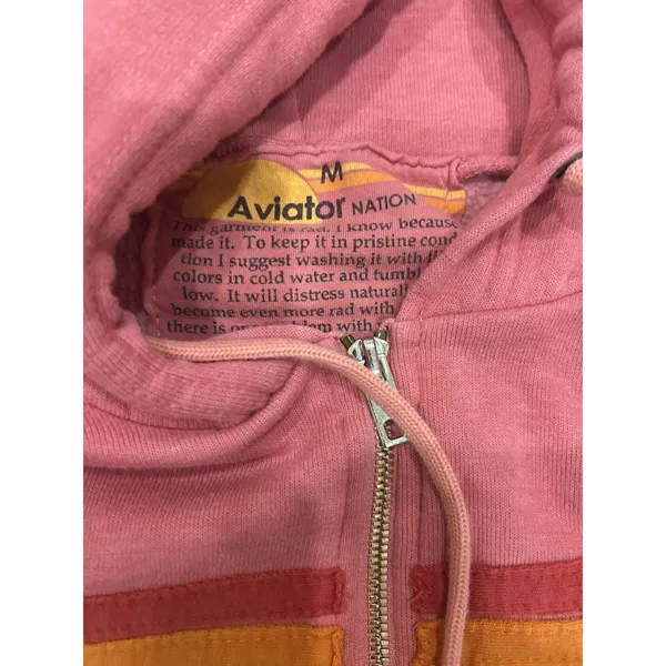Aviator Nation Petal Pink Serape 6 Stripe Hoodie And Sweatpants Set Tracksuit - Image 4