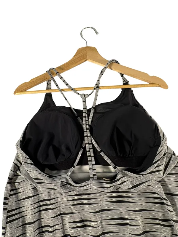 Athleta Ariel Venice Swim Dress Medium Black White Stripe Racerback UPF 50+ - Image 7