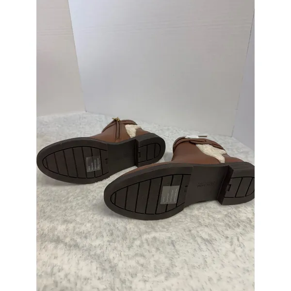Kenneth Cole Reaction Wind Lug Buckle‎ Cozy Brown Faux Shearling Boots 8.5 NIB - Image 6