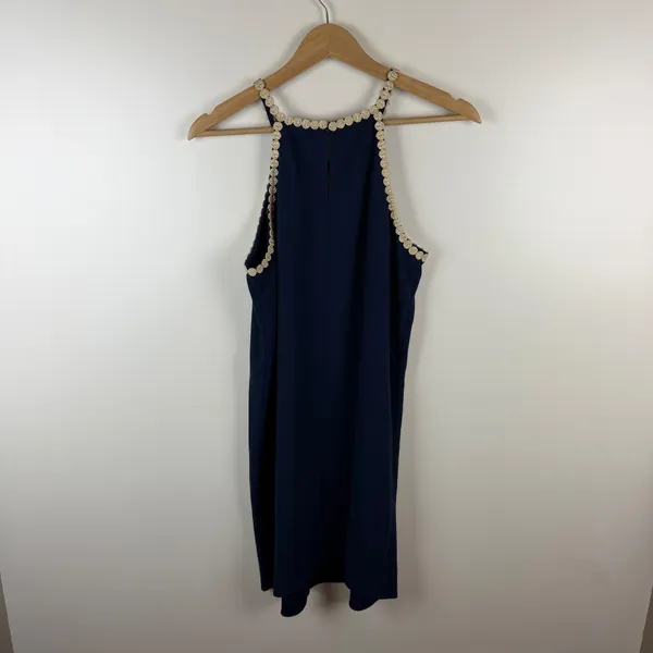 Lilly Pulitzer Pearl Soft Shift Dress Size 6 Navy Gold Metallic Classic Preppy - Image 5