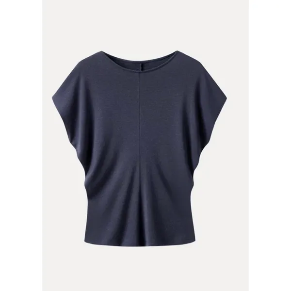 OGL Smoky Navy Blue Short Sleeve Top Soft Stretch Minimalist Tee Small S New - Image 2