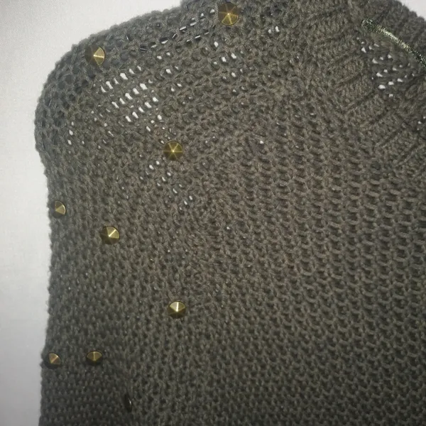ROXY M Army Green Bradded Pullover Sweater - Image 3