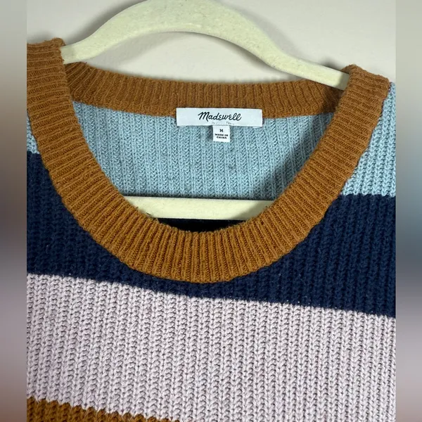 Madewell Thompson Rainbow Stripe Pocket Pullover Sweater Style AA783 sz M - Image 4