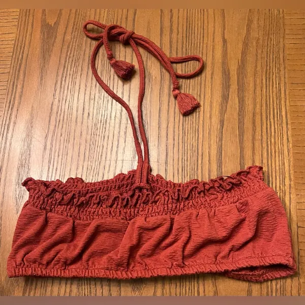 Free People‎ Beach Don't Kill My Vibe Bronzer Brown Halterneck Bandeau Top XS - Image 11