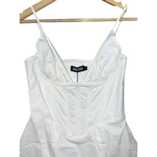 NWT Babyboo Sela Ivory Lace Up Corset Fit & Flare Mini Dress Womens Size S Small - Image 9